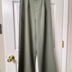 Love Bonito Olive Green Monalise Pleat Straight Leg Pants Size M